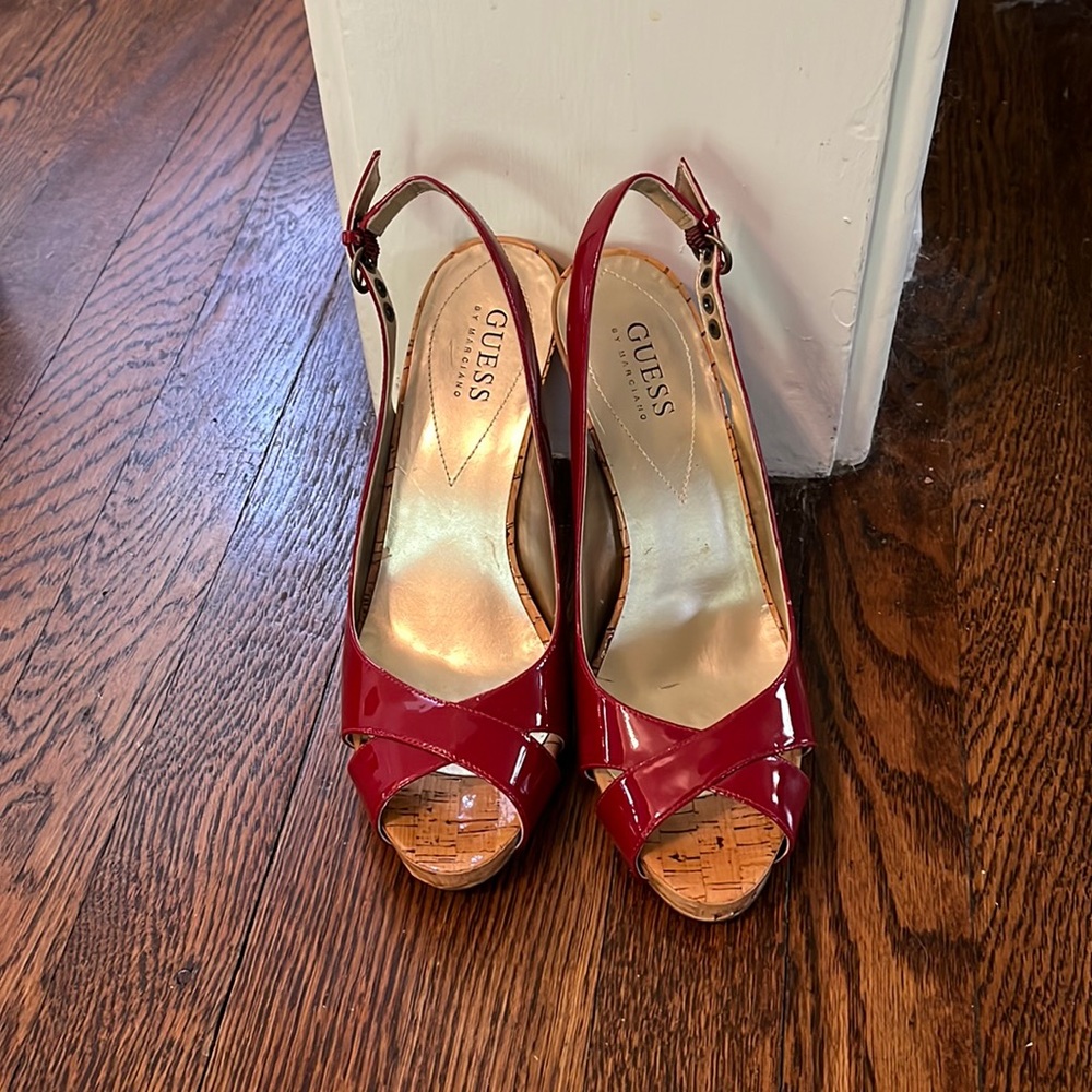Red Sale! New Guess Red Open Toe High Heels - image 1